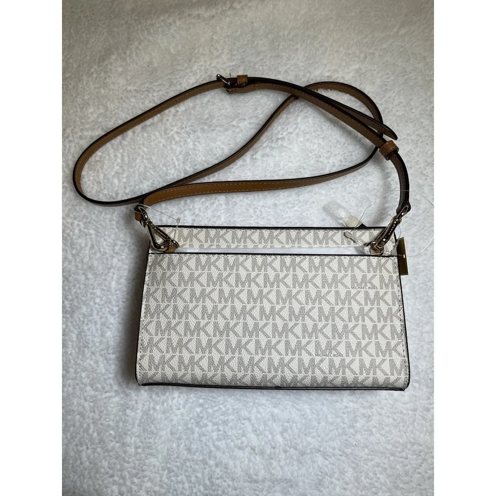 Michael Kors Valerie Medium Logo Crossbody‎ Acorn Vanilla